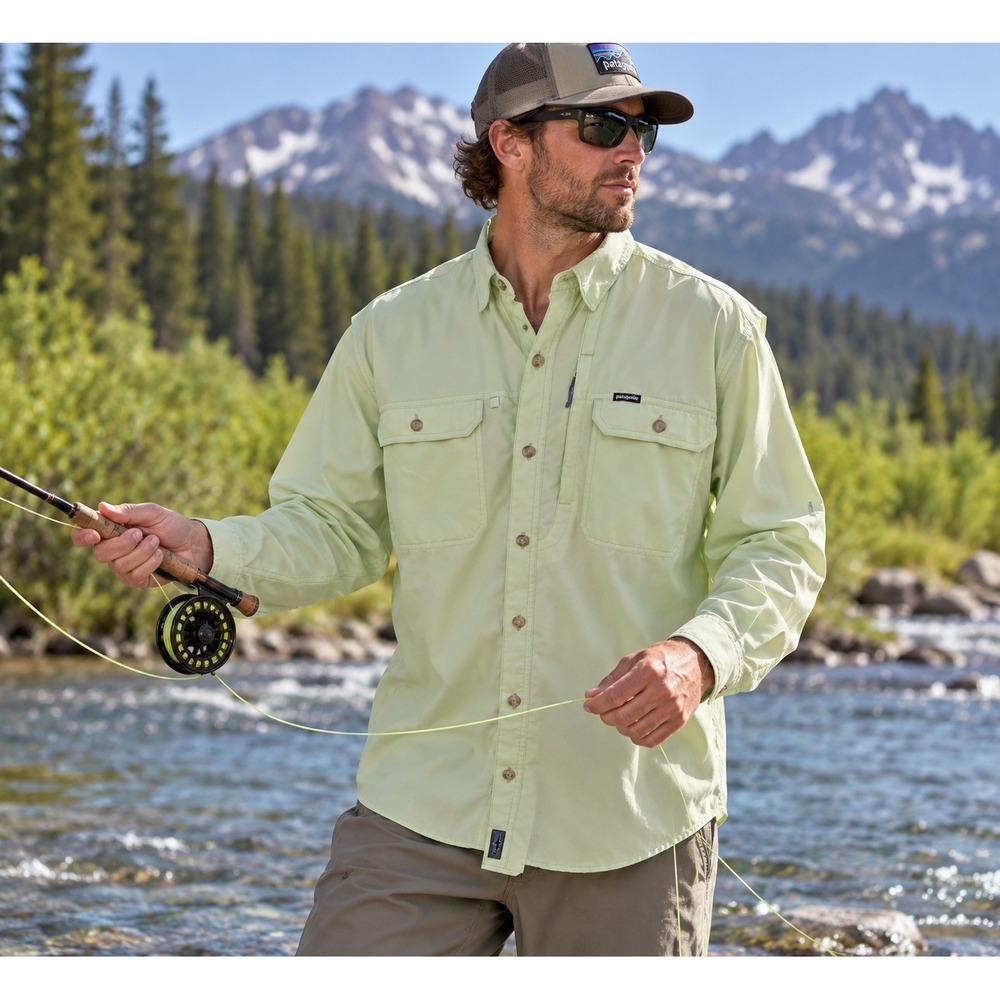 Patagonia Mens Sol Patrol II Long Sleeve Fishing Shirt Beryl Green XXL Gorpcore